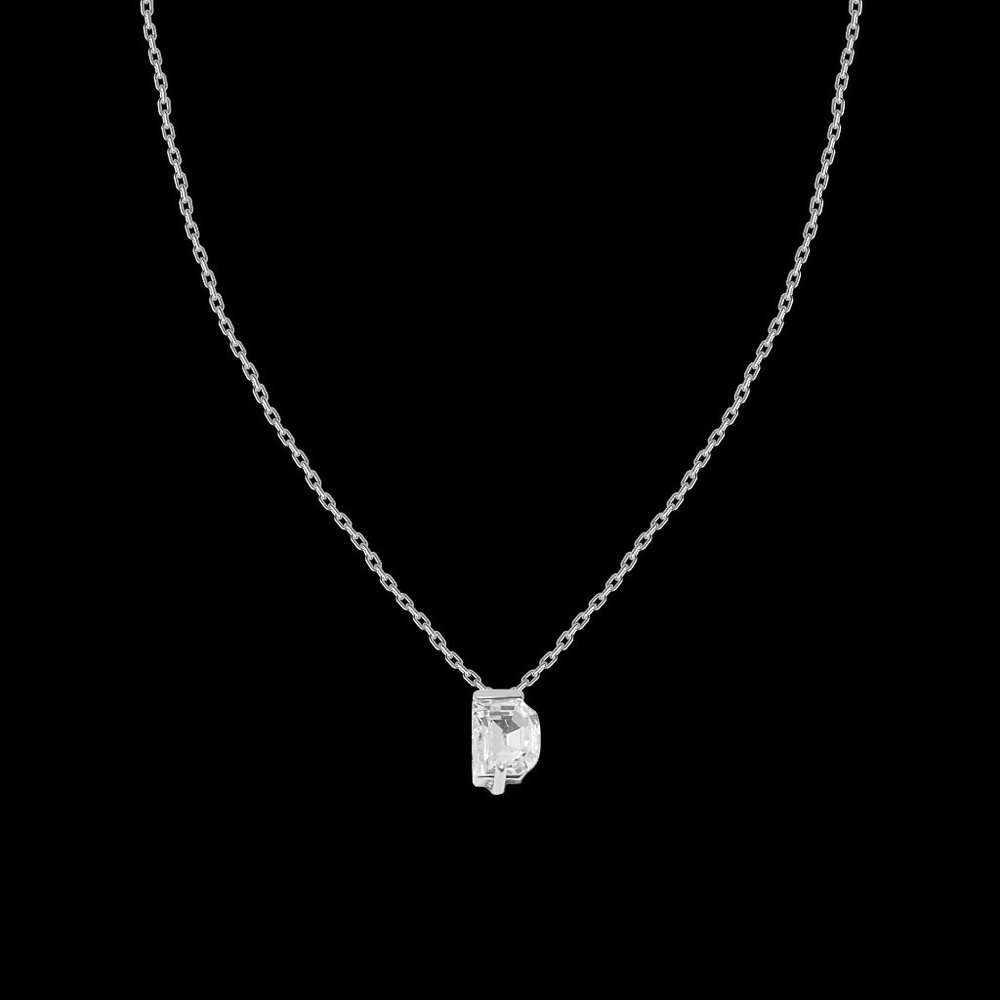Crystal & Silvertone with Swarovski Alphabet Personalized Necklace -18" Letter-D